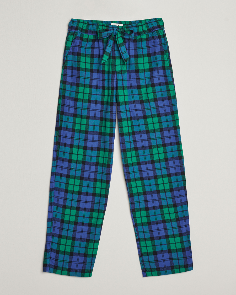 Herren | Schlafanzüge & Bademäntel | Tekla | Flannel Checked Pyjama Pants Green/Blue