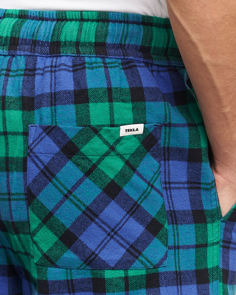 Herren | Schlafanzüge & Bademäntel | Tekla | Flannel Checked Pyjama Pants Green/Blue
