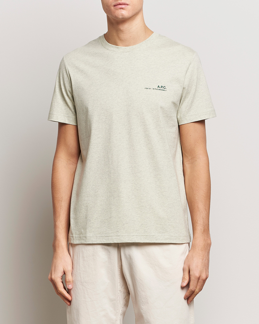 Herren | Kurzarm T-Shirt | A.P.C. | Item T-Shirt Vert Pale Chine
