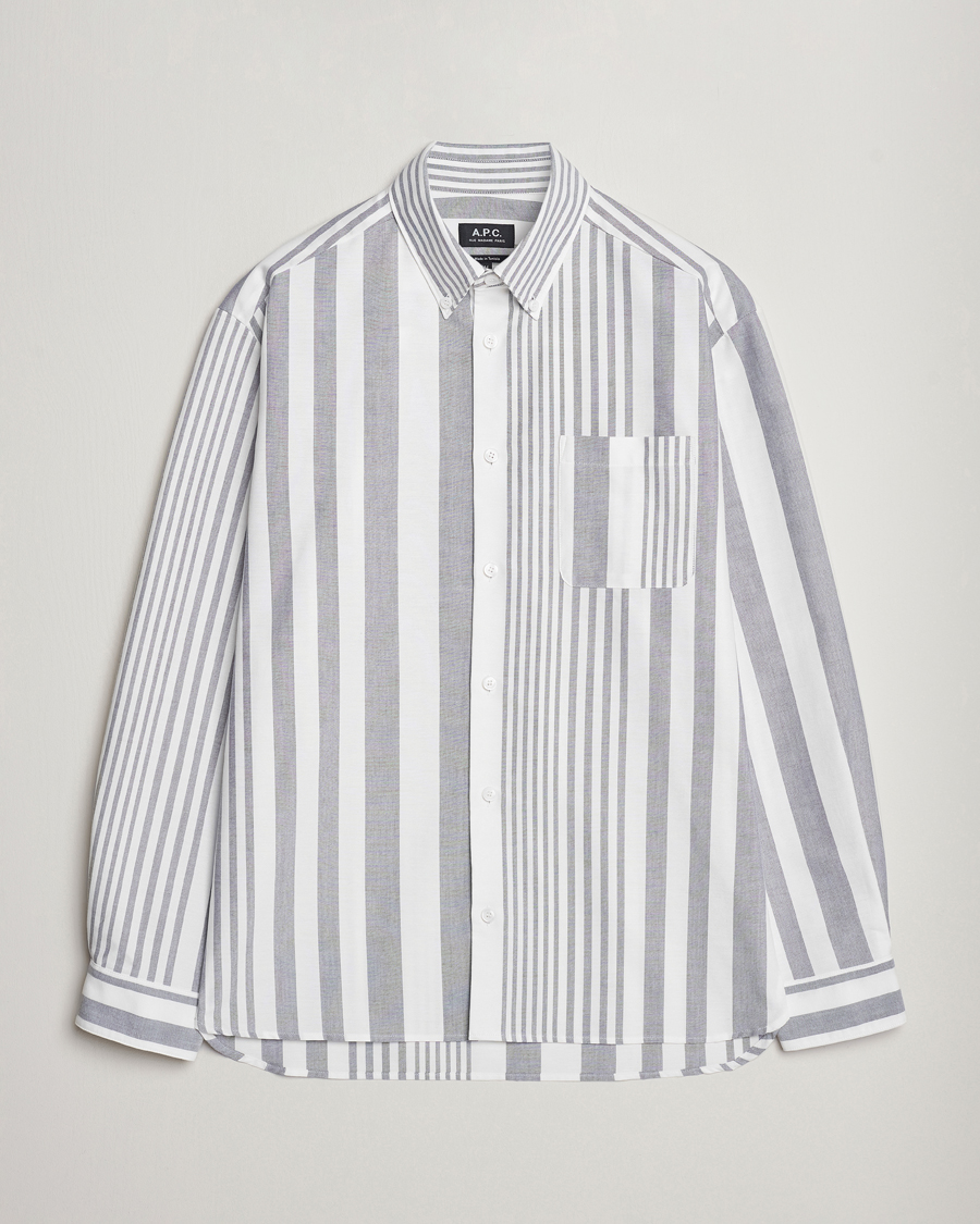 Herren | Hemden | A.P.C. | Mateo Striped Oxford Shirt Marine/White