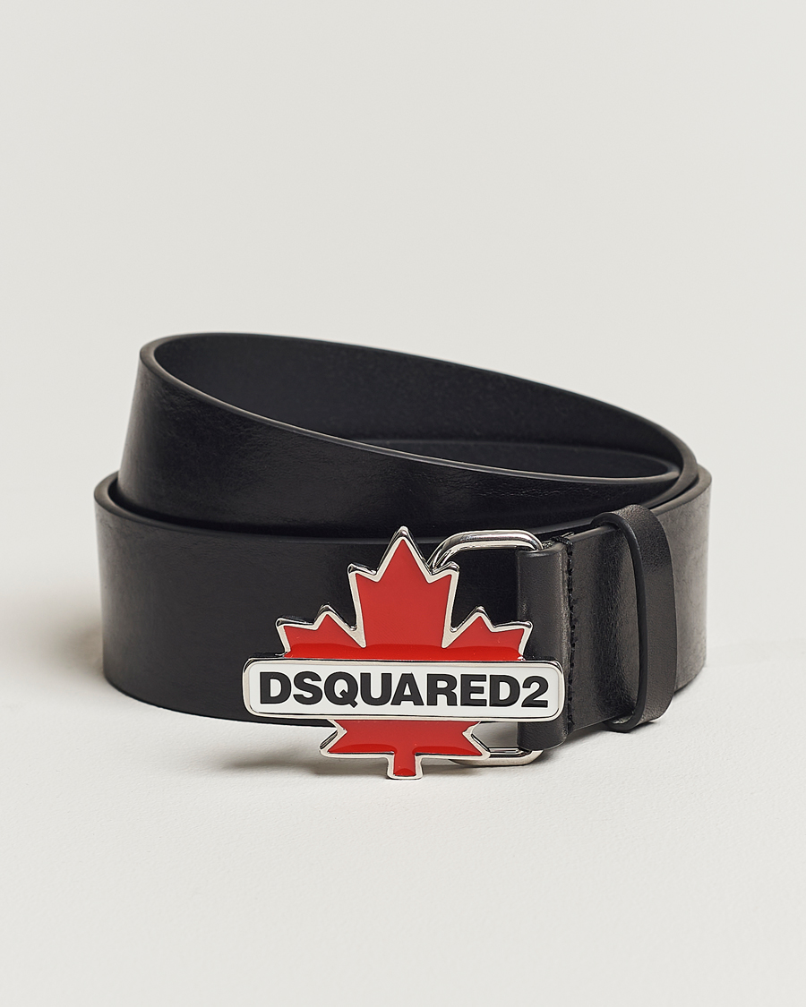 Herren | Dsquared2 Leaf Plaque Belt Black | Dsquared2 | Leaf Plaque Belt Black