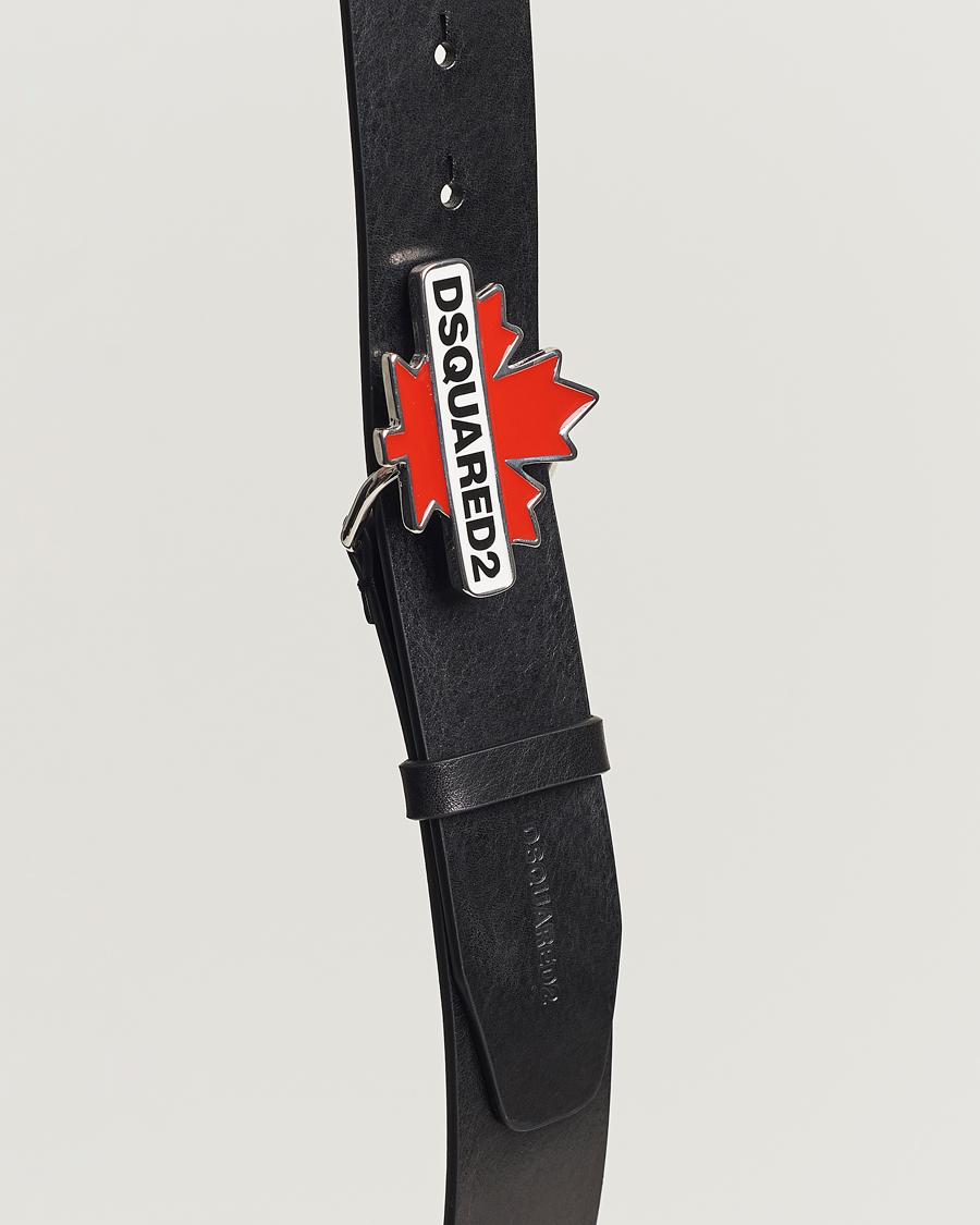 Herren | Dsquared2 Leaf Plaque Belt Black | Dsquared2 | Leaf Plaque Belt Black