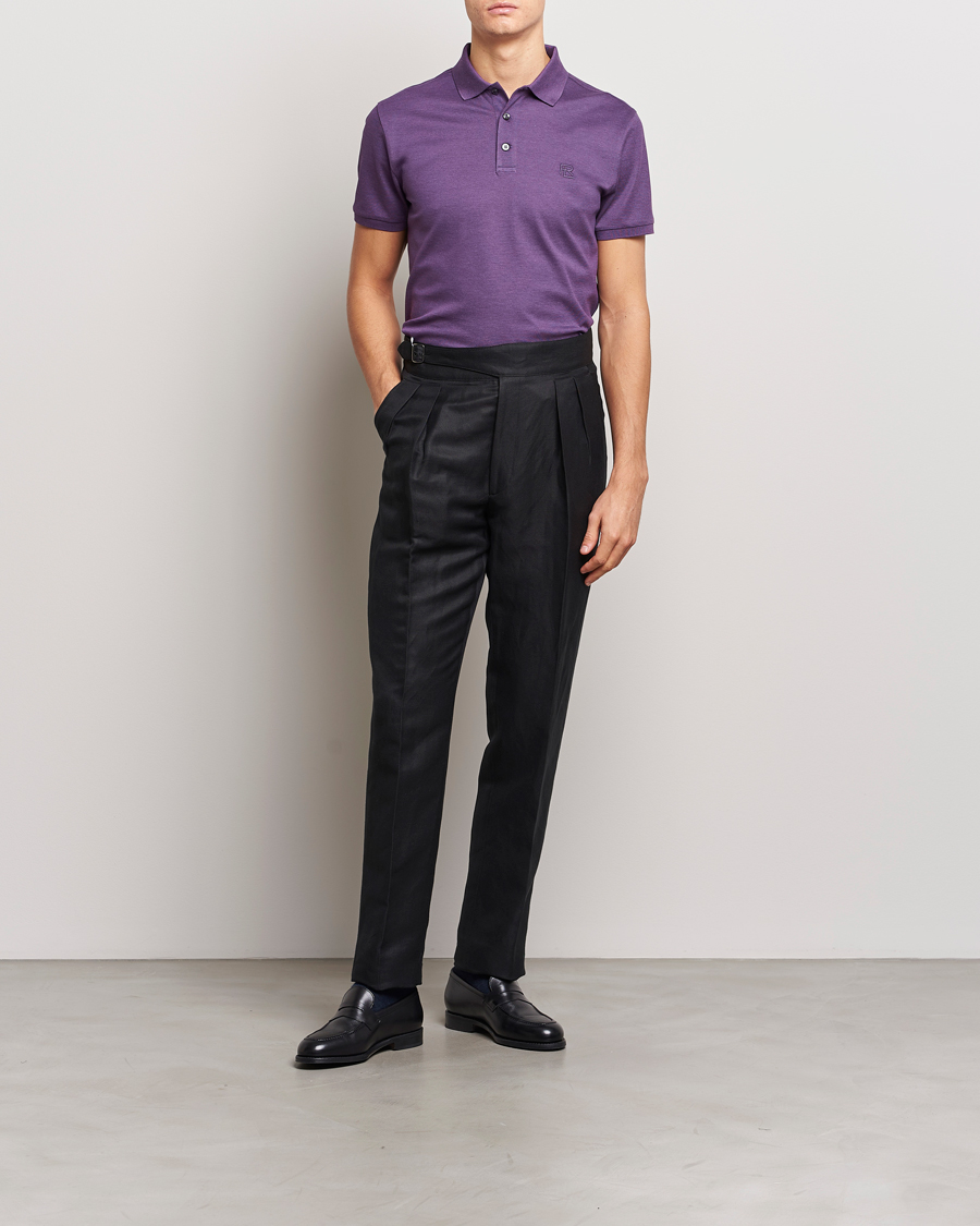 Herren | Poloshirts | Ralph Lauren Purple Label | Mercerized Cotton Polo Purple Melange