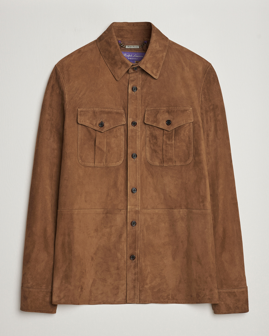 Herren | Jacken | Ralph Lauren Purple Label | Suede Shirt Jacket Dark Brown