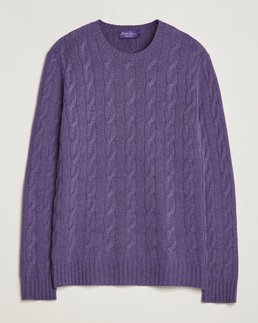 Herren | Pullover | Ralph Lauren Purple Label | Cashmere Cable Sweater Purple Melange