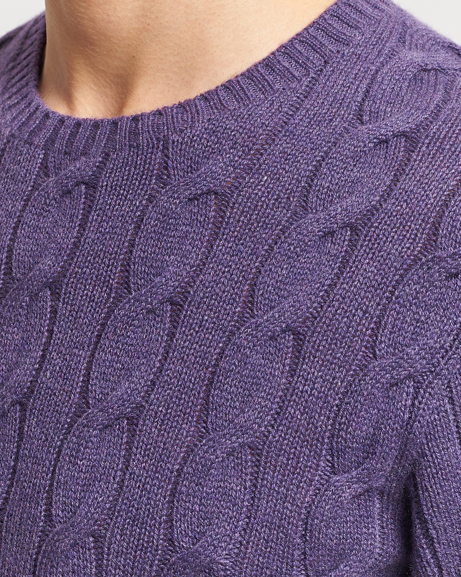 Herren | Pullover | Ralph Lauren Purple Label | Cashmere Cable Sweater Purple Melange