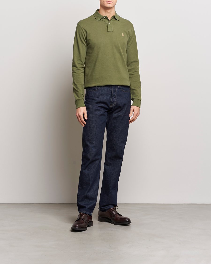 Herren | Pullover | Polo Ralph Lauren | Custom Slim Fit Long Sleeve Polo Dark Sage