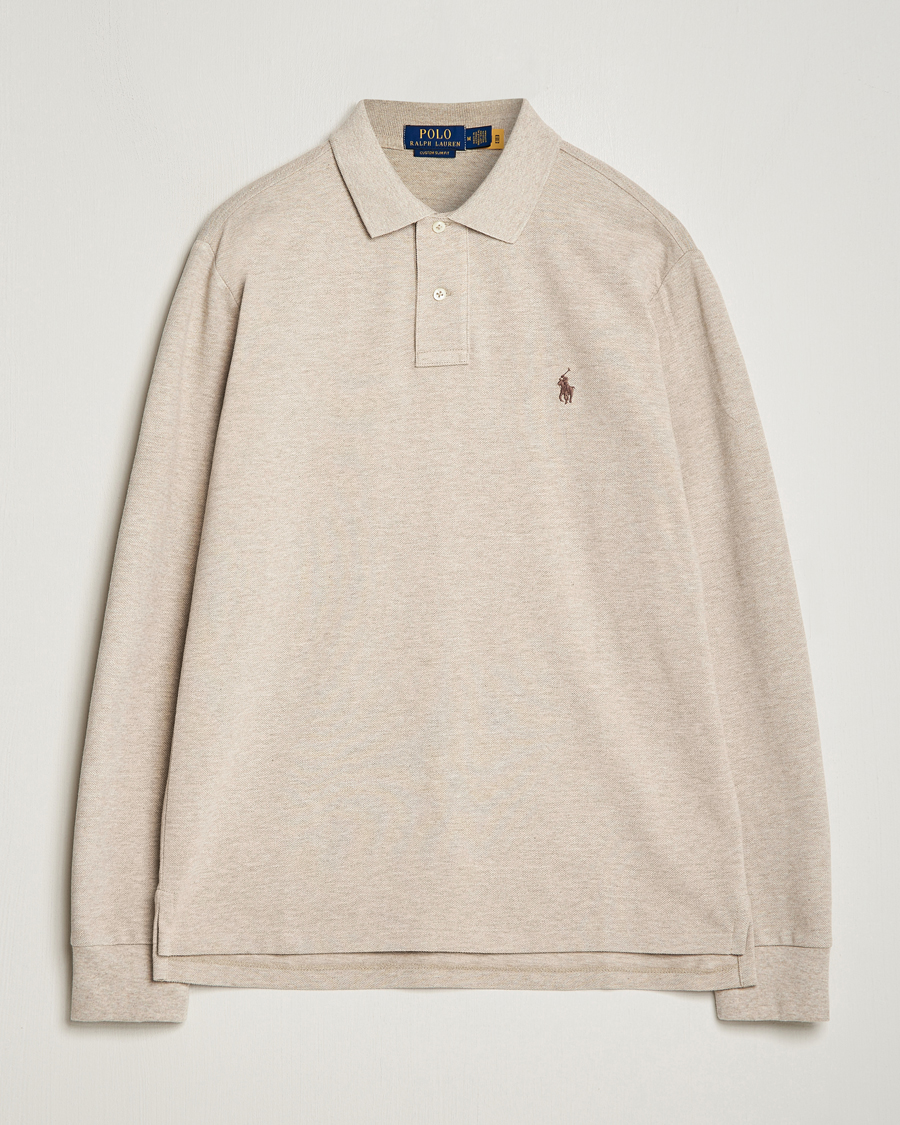 Herren | Pullover | Polo Ralph Lauren | Custom Slim Fit Long Sleeve Polo Beige Heather