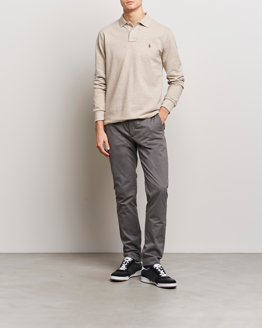 Herren | Pullover | Polo Ralph Lauren | Custom Slim Fit Long Sleeve Polo Beige Heather