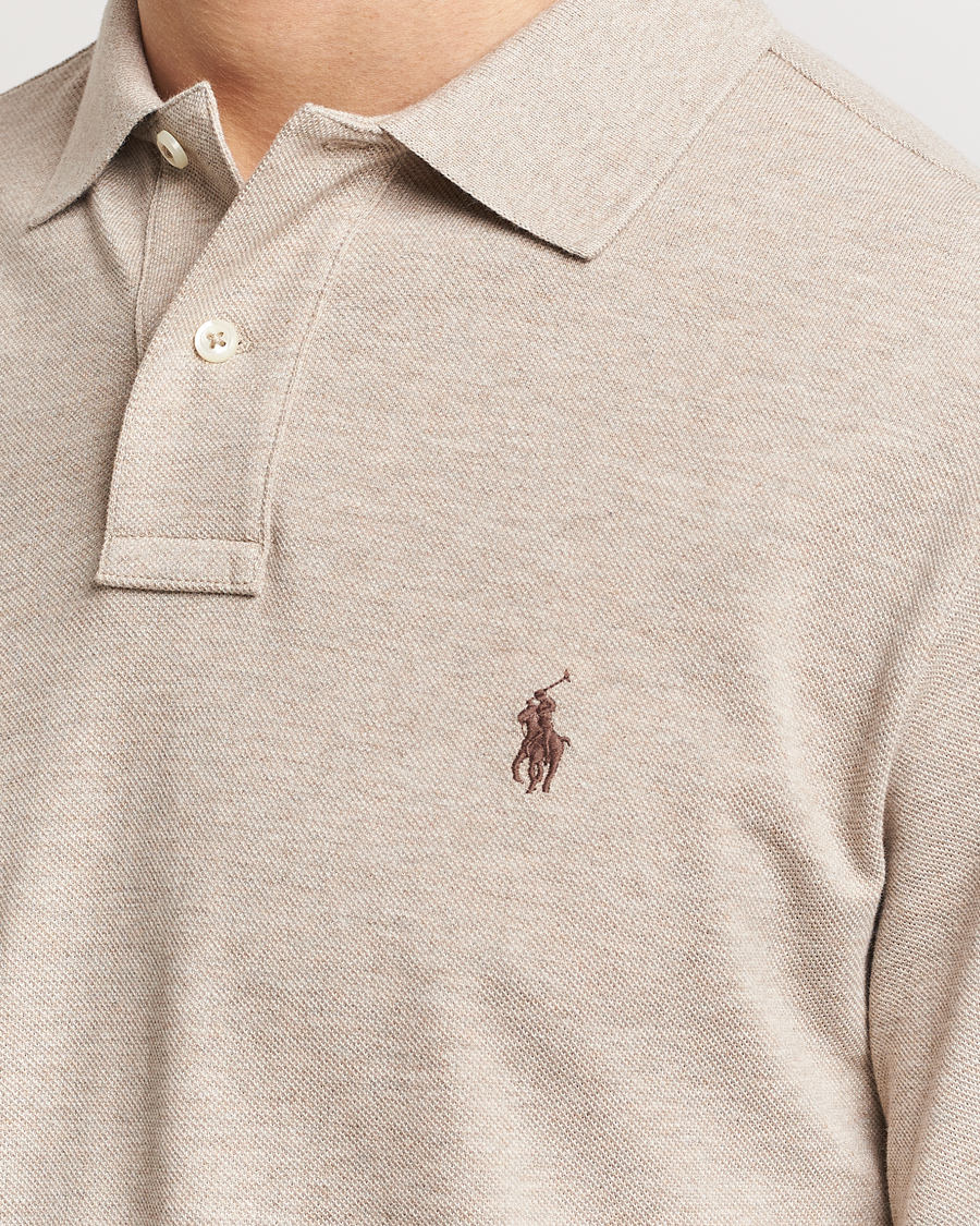Herren | Pullover | Polo Ralph Lauren | Custom Slim Fit Long Sleeve Polo Beige Heather