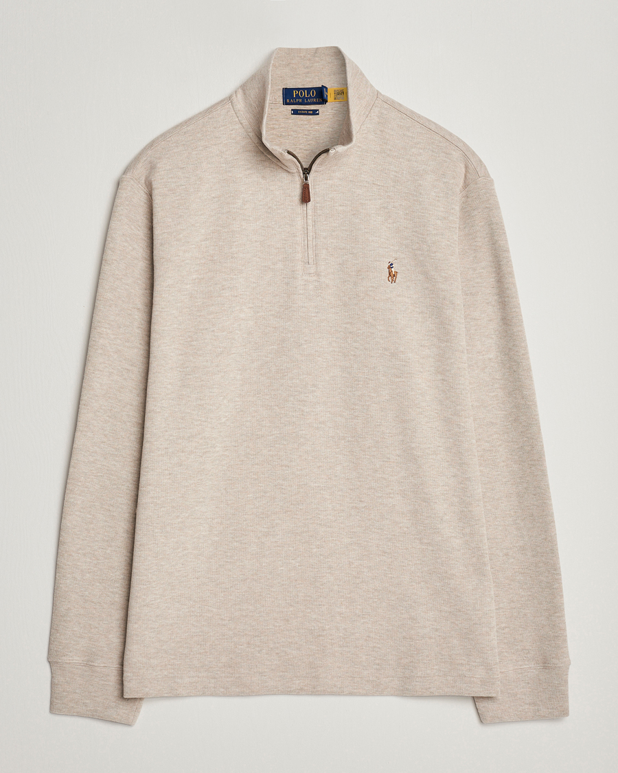 Herren | Pullover | Polo Ralph Lauren | Double Knit Jaquard Half Zip Sweater Beige Heather