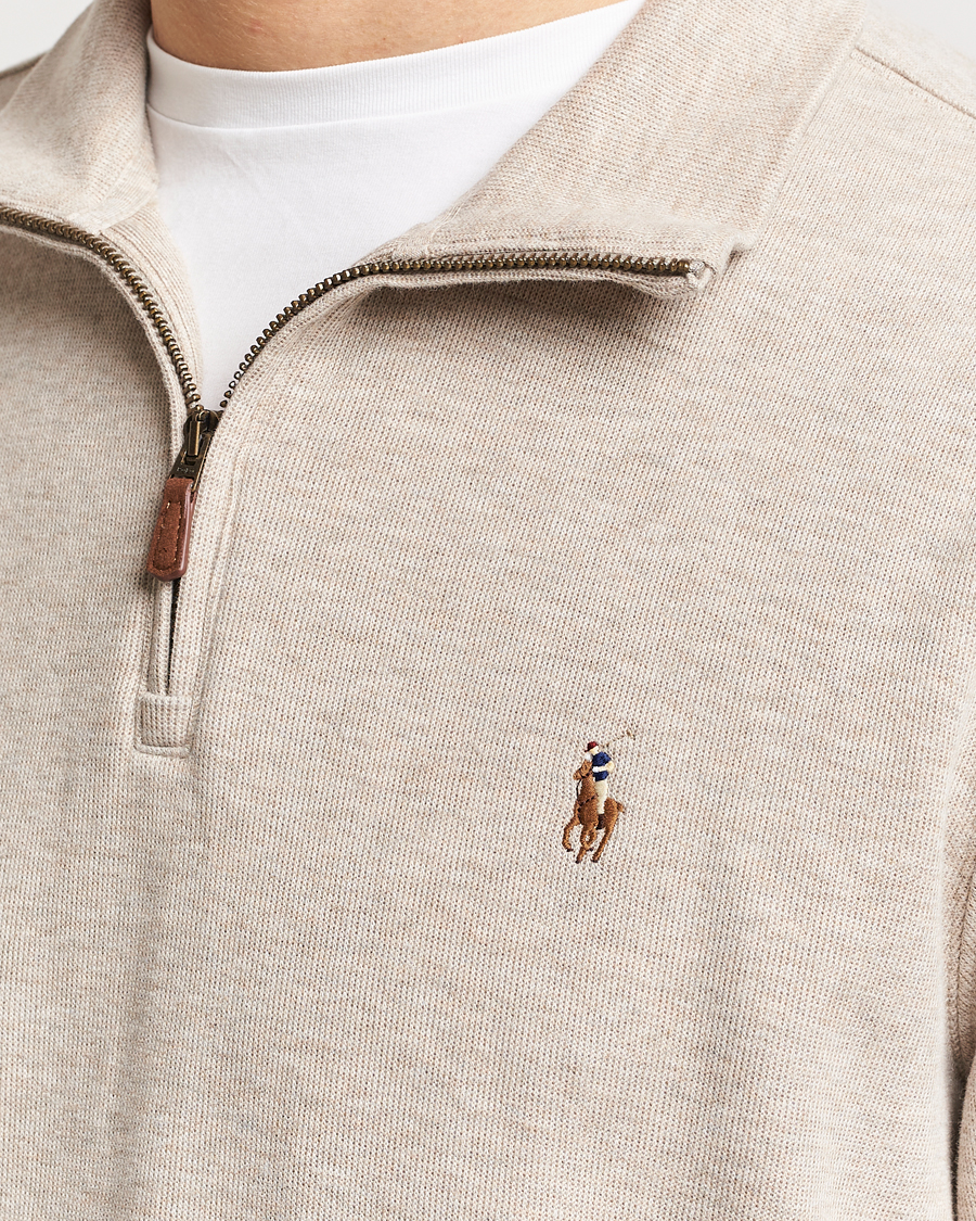Herren | Pullover | Polo Ralph Lauren | Double Knit Jaquard Half Zip Sweater Beige Heather
