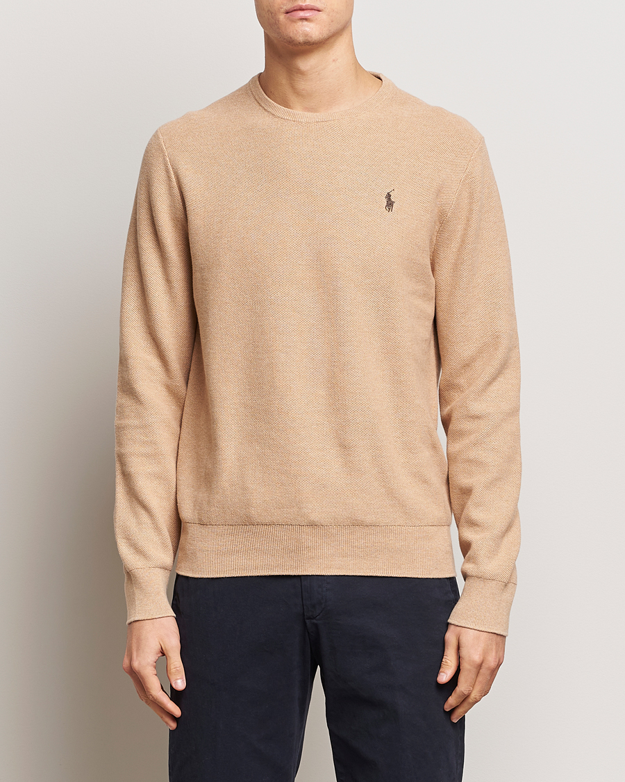 Herren | Pullover | Polo Ralph Lauren | Textured Cotton Crew Neck Sweater Camel Melange