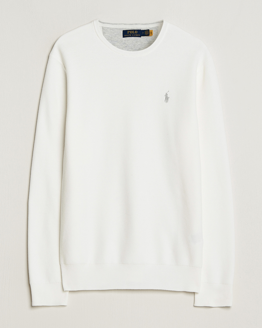 Herren | Pullover | Polo Ralph Lauren | Textured Cotton Crew Neck Sweater Deckwash White
