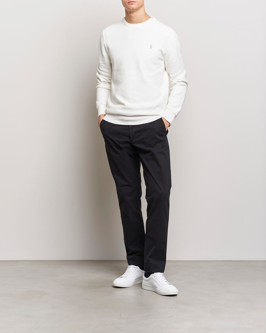 Herren | Pullover | Polo Ralph Lauren | Textured Cotton Crew Neck Sweater Deckwash White