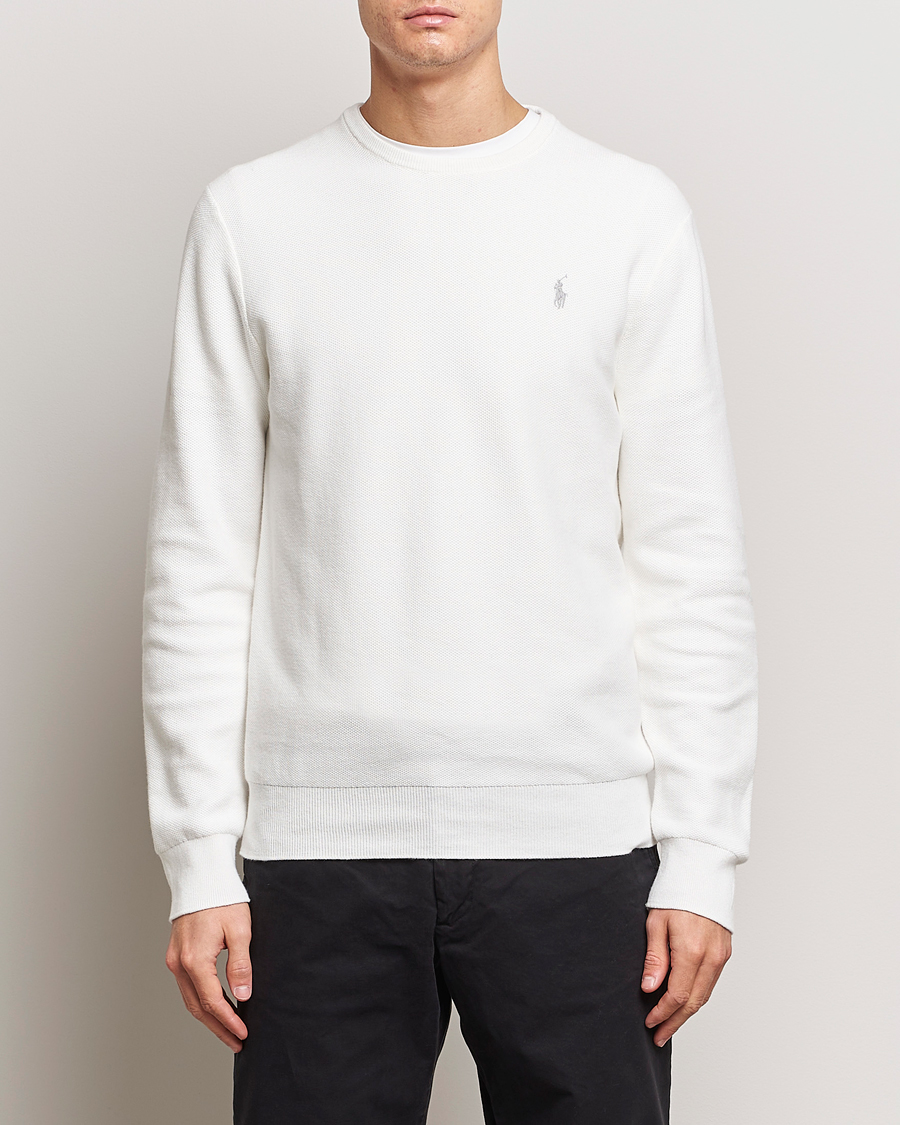 Herren | Strickpullover | Polo Ralph Lauren | Textured Cotton Crew Neck Sweater Deckwash White