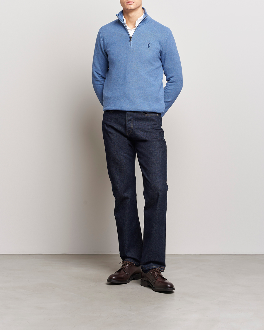 Herren | Pullover | Polo Ralph Lauren | Textured Half-Zip Blue Heather