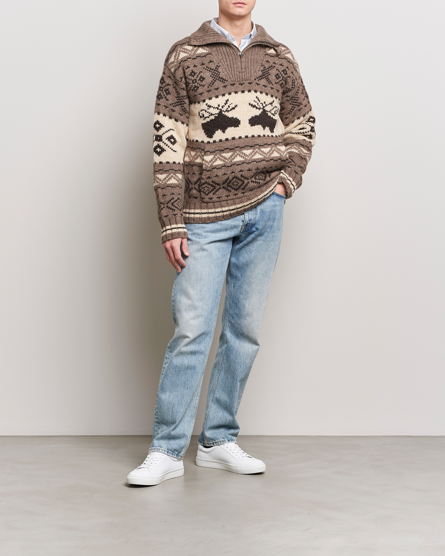 Herren | Pullover | Polo Ralph Lauren | Wool Knitted Half-Zip Sweater Medium Brown