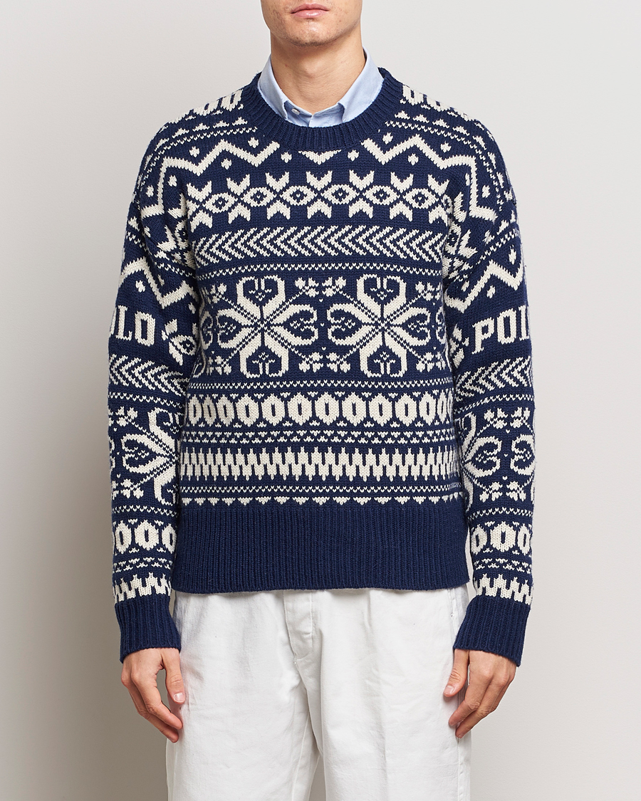Herren | Pullover | Polo Ralph Lauren | Wool Knitted Snowflake Crew Neck Bright Navy