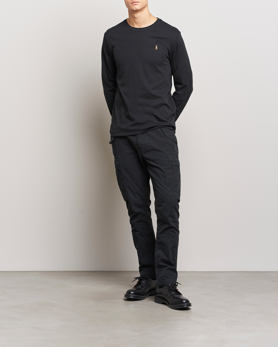 Herren | T-Shirts | Polo Ralph Lauren | Luxury Pima Cotton Long Sleeve T-Shirt Black
