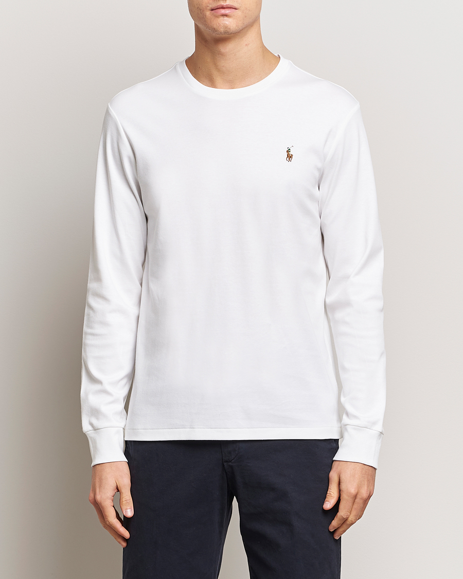 Herren | Langarm T-Shirt | Polo Ralph Lauren | Luxury Pima Cotton Long Sleeve T-Shirt White