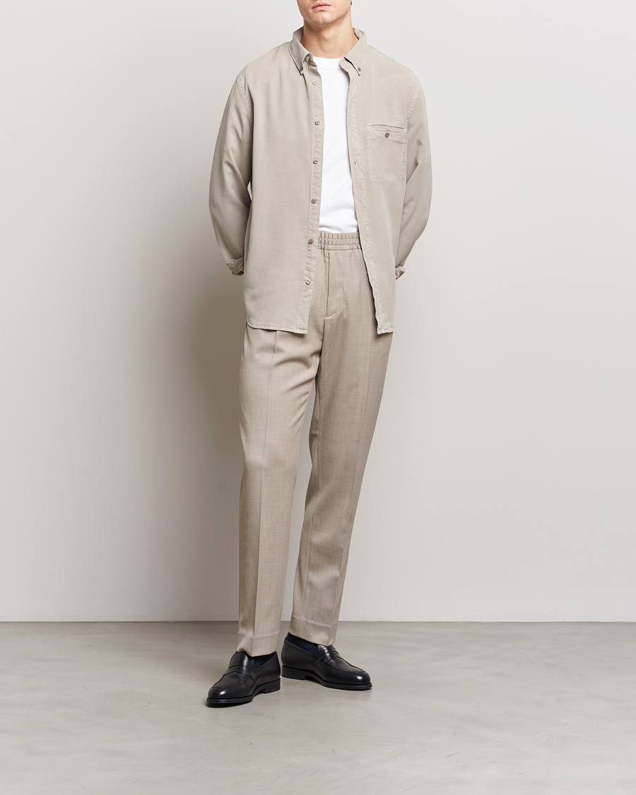 Herren | Hosen | Filippa K | Relaxed Terry Wool Trousers Sage Melange