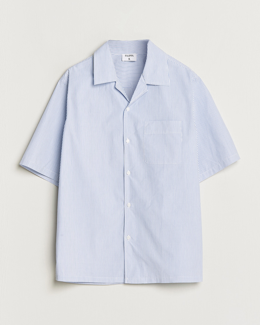 Herren | Hemden | Filippa K | Striped Short Sleeve Resort Shirt Blue/White