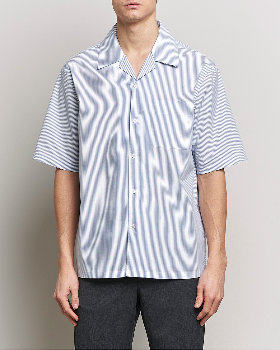 Herren |  | Filippa K | Striped Short Sleeve Resort Shirt Blue/White
