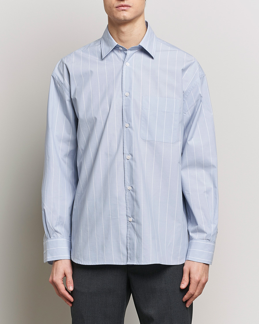 Herren | Personal Classics | Filippa K | Striped Poplin Shirt Faded Blue/White