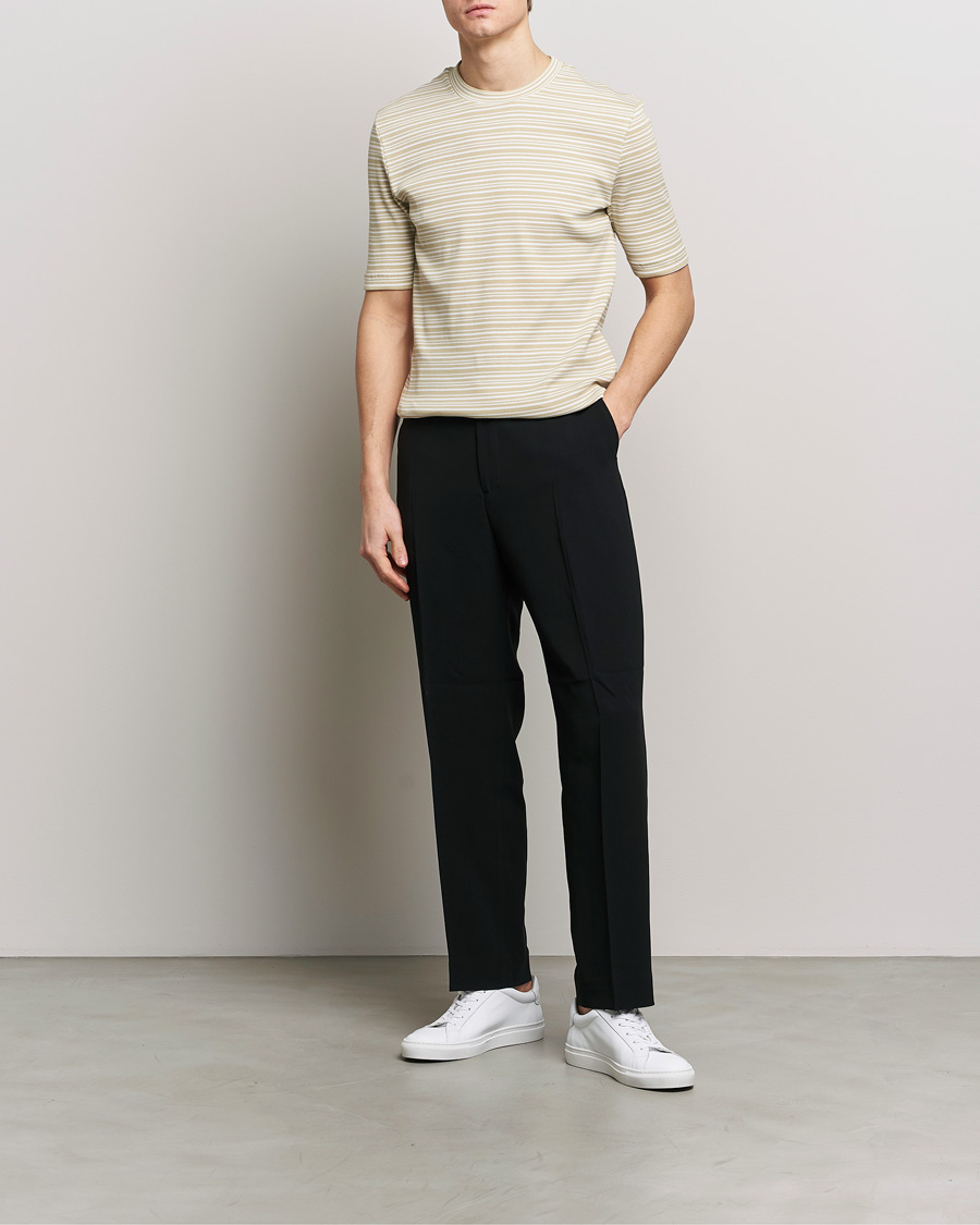 Herren | T-Shirts | Filippa K | Striped Rib T-Shirt Dark Yellow/White