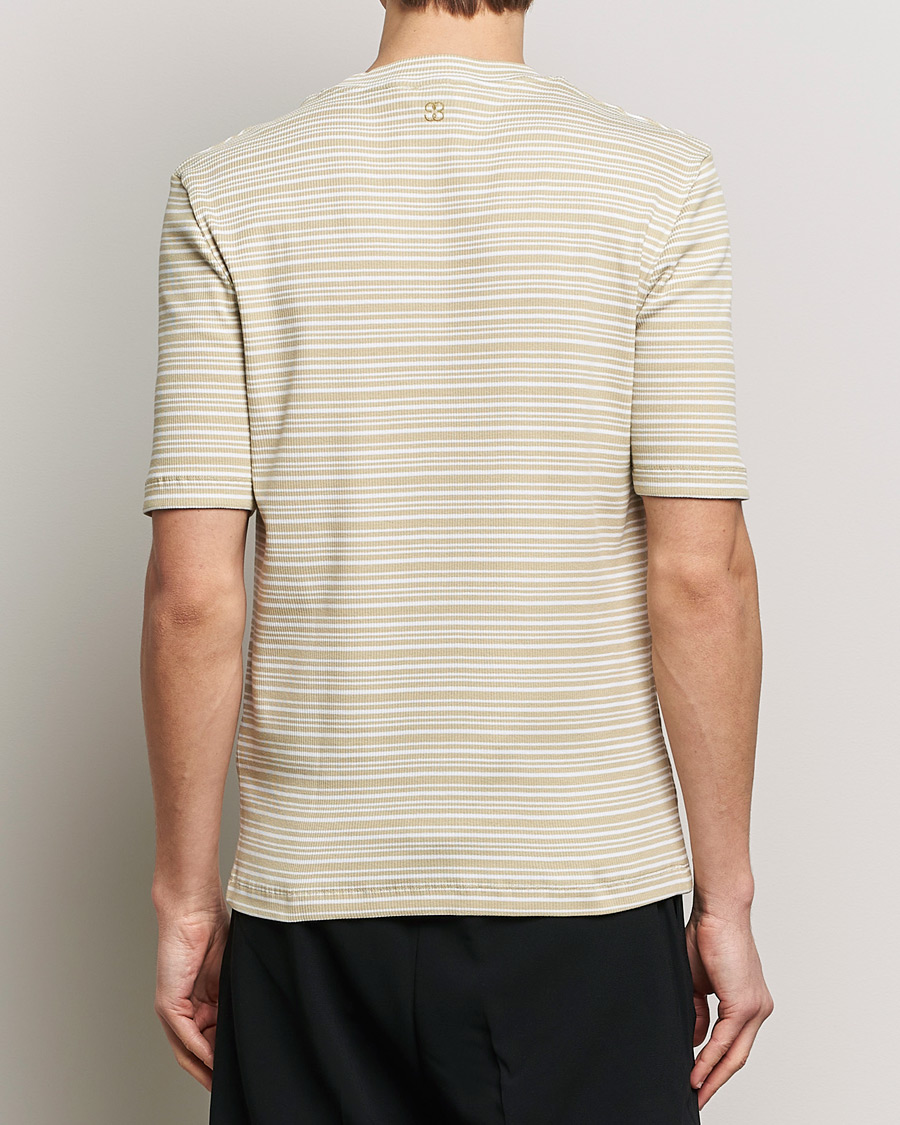 Herren | T-Shirts | Filippa K | Striped Rib T-Shirt Dark Yellow/White
