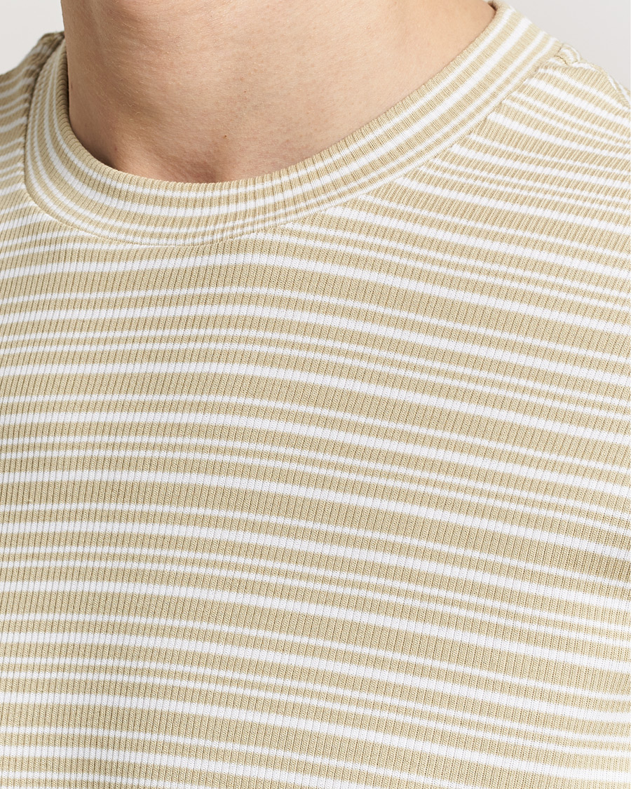 Herren | T-Shirts | Filippa K | Striped Rib T-Shirt Dark Yellow/White
