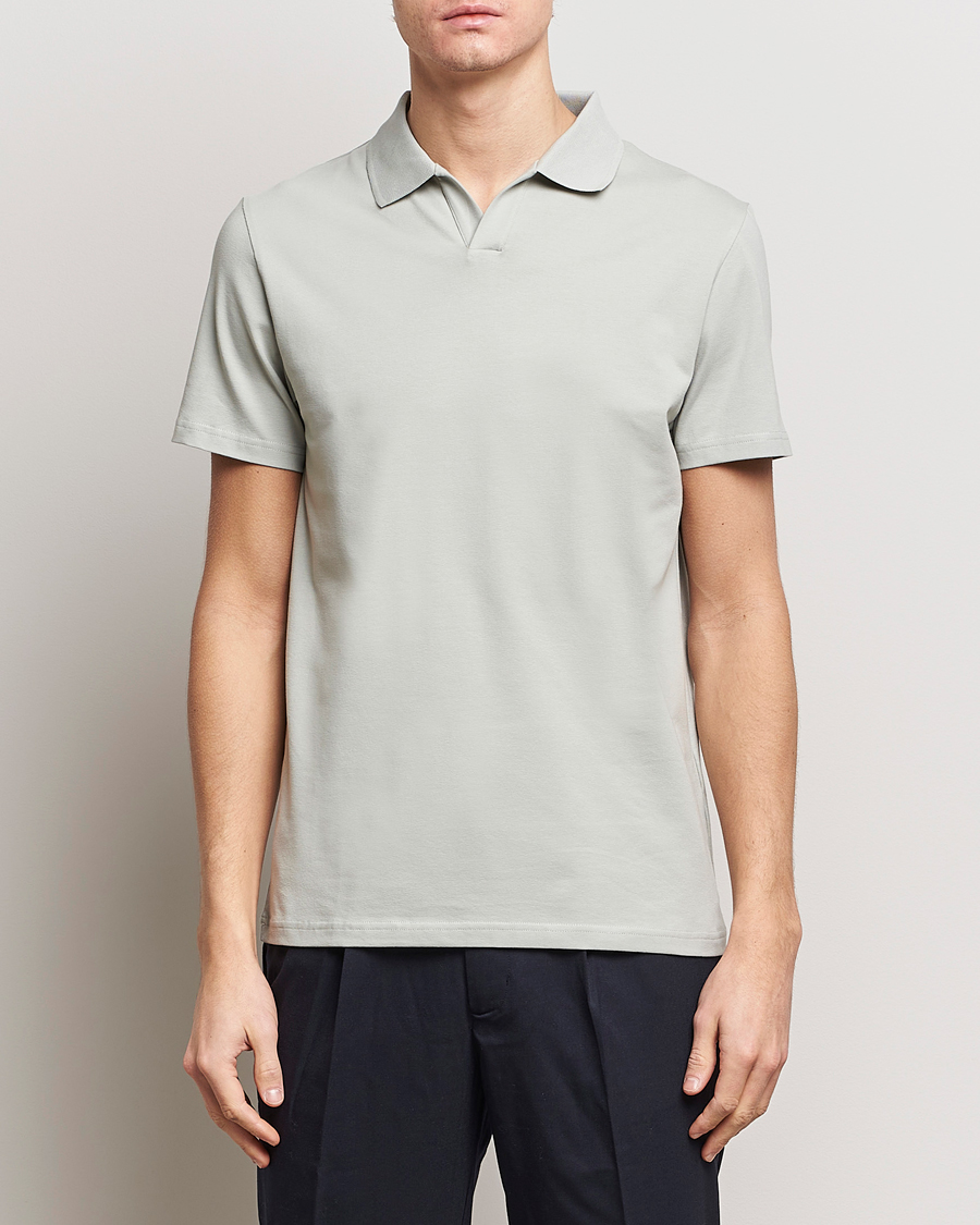 Herren | Personal Classics | Filippa K | Soft Lycra Polo T-Shirt Green Grey