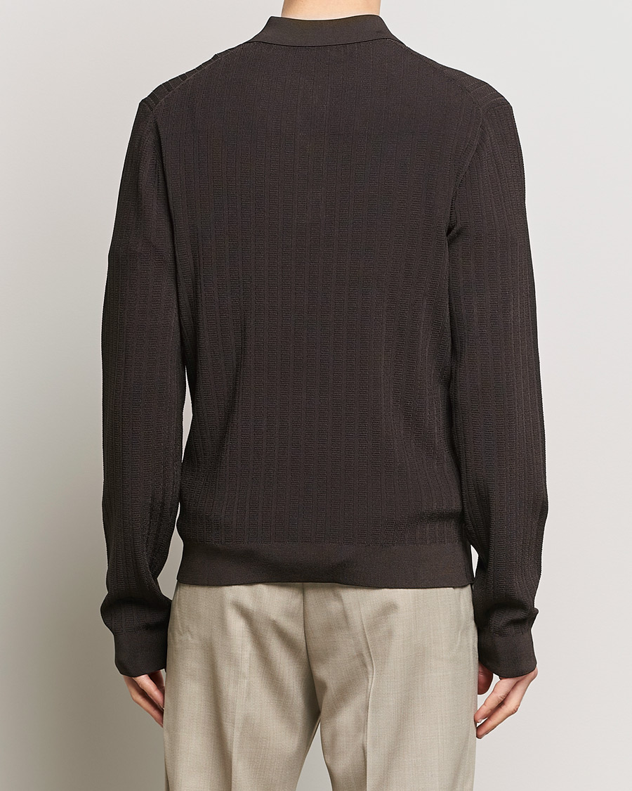 Herren | Pullover | Filippa K | Structured Knitted Polo Dark Oak
