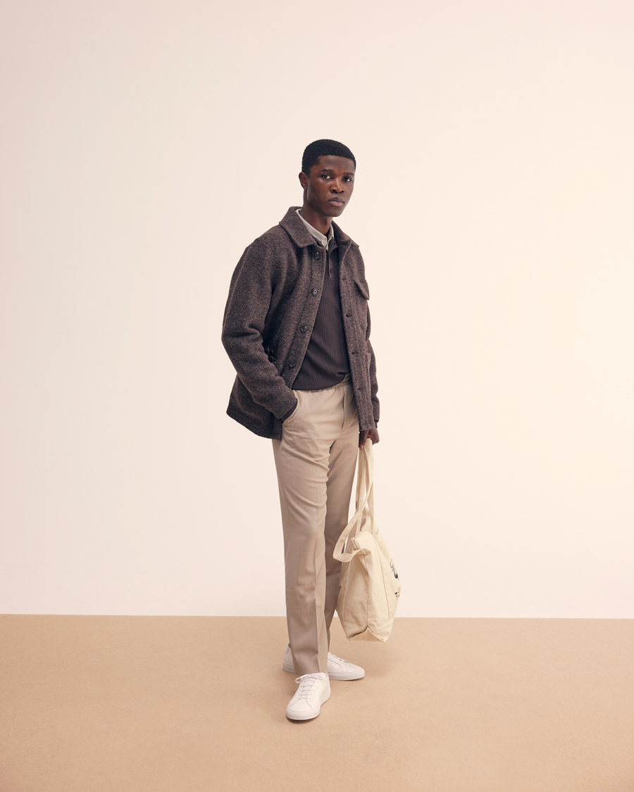 Herren | Pullover | Filippa K | Structured Knitted Polo Dark Oak