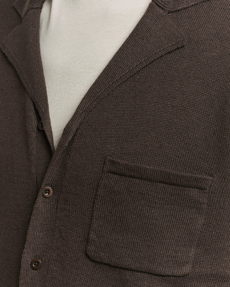 Herren | Pullover | Filippa K | Cotton Linen Knitted Shirt Dark Oak