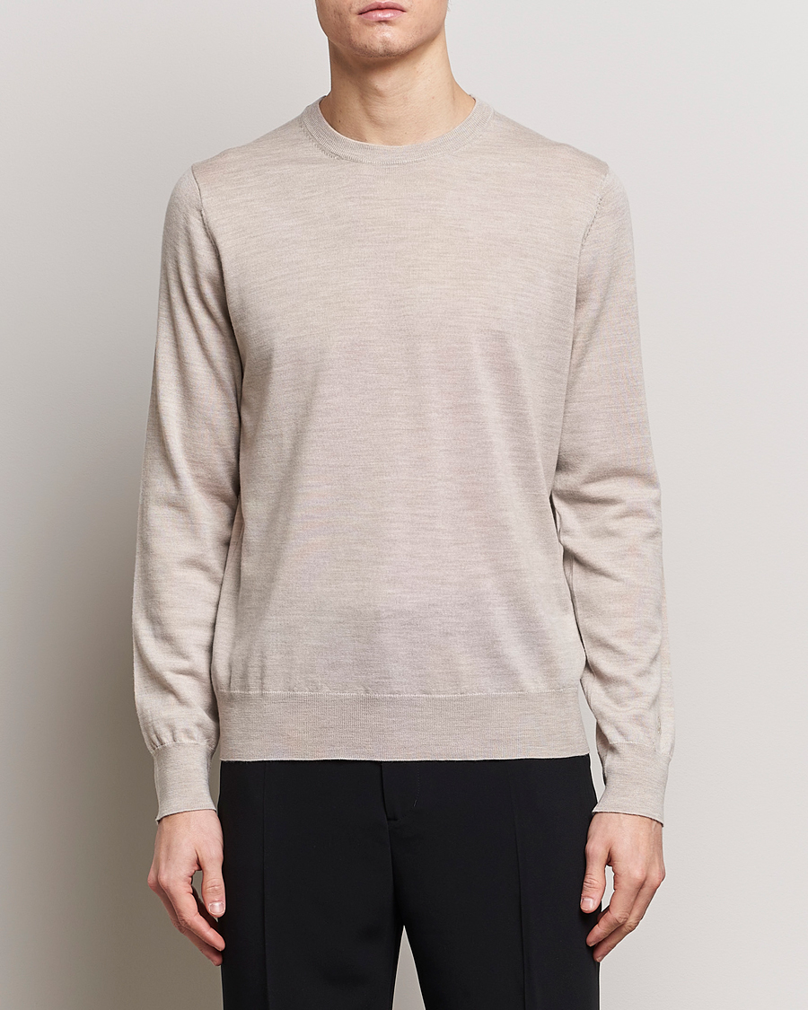 Herren | Sale | Filippa K | Merino Round Neck Sweater Beige Melange