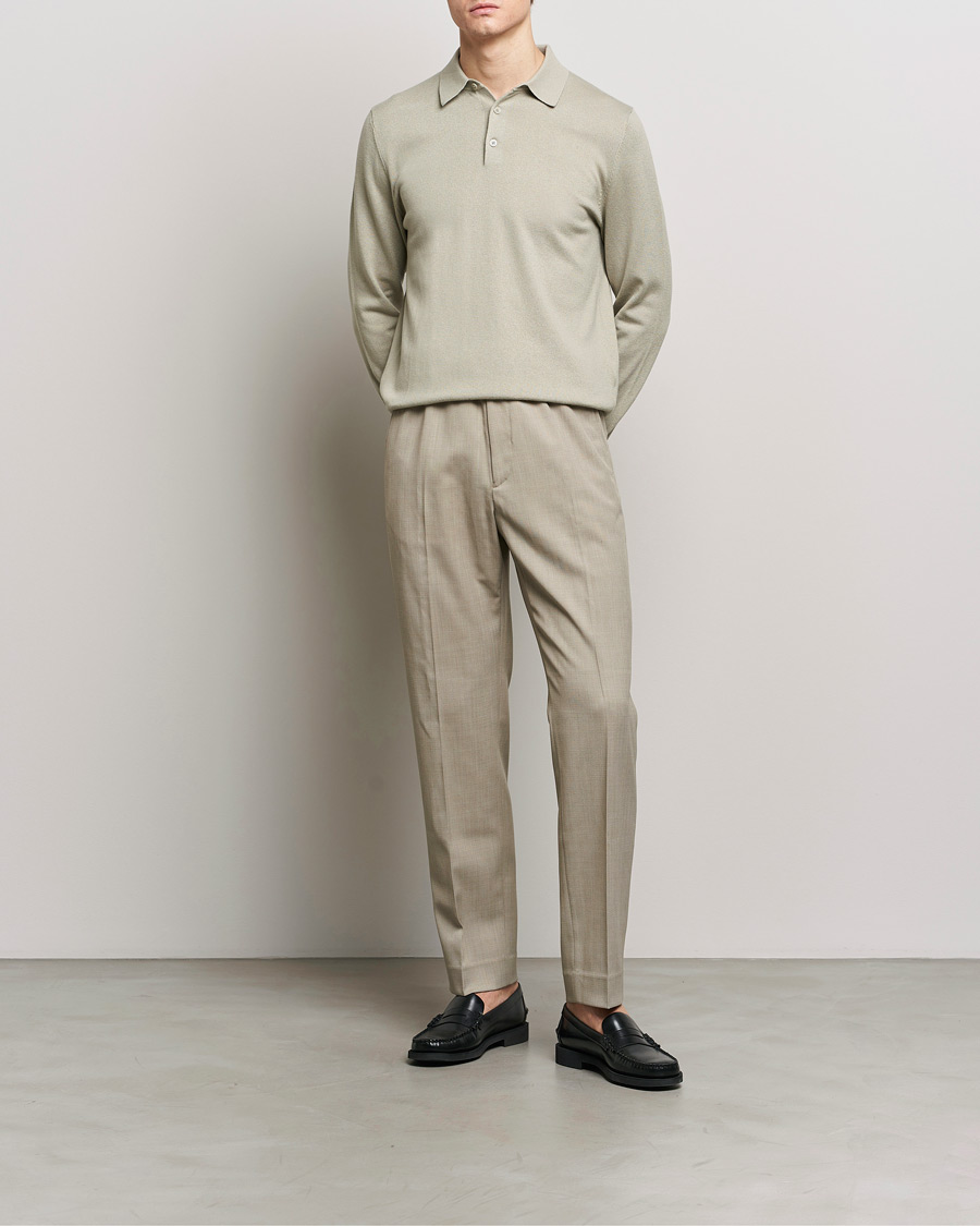 Herren | Pullover | Filippa K | Knitted Polo Shirt Light Sage