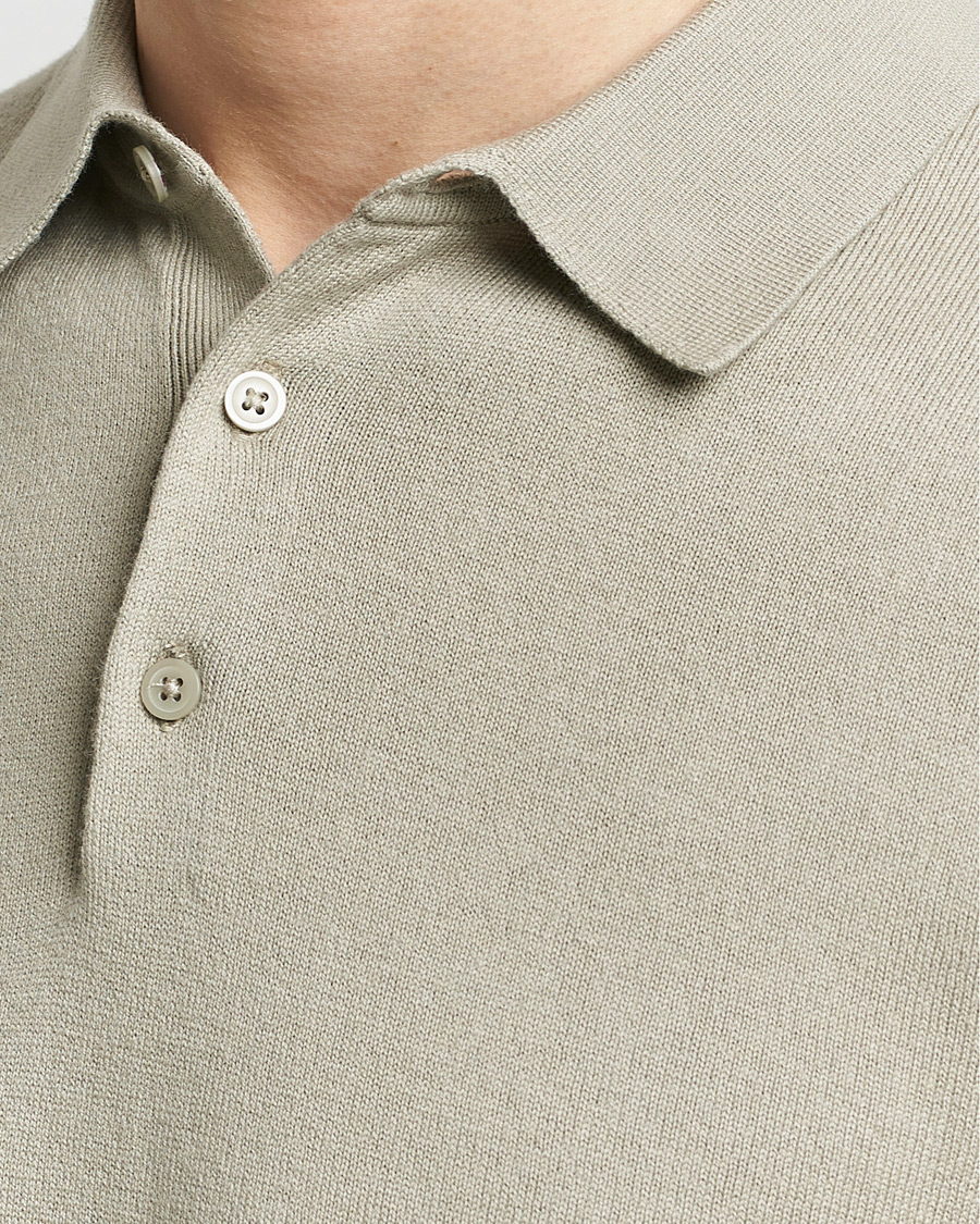 Herren | Pullover | Filippa K | Knitted Polo Shirt Light Sage