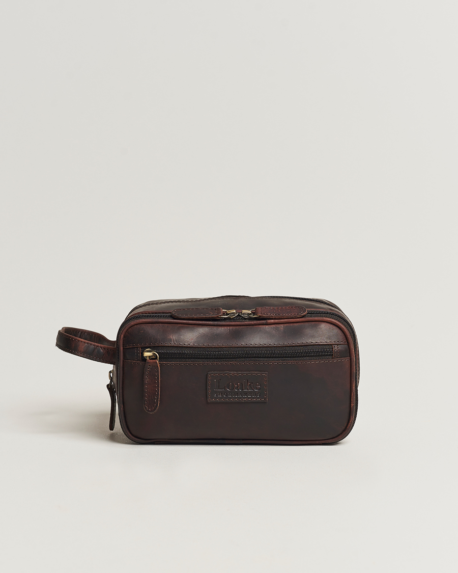 Herren | Loake 1880 Dartmouth Leather Washbag Dark Brown | Loake 1880 | Dartmouth Leather Washbag Dark Brown
