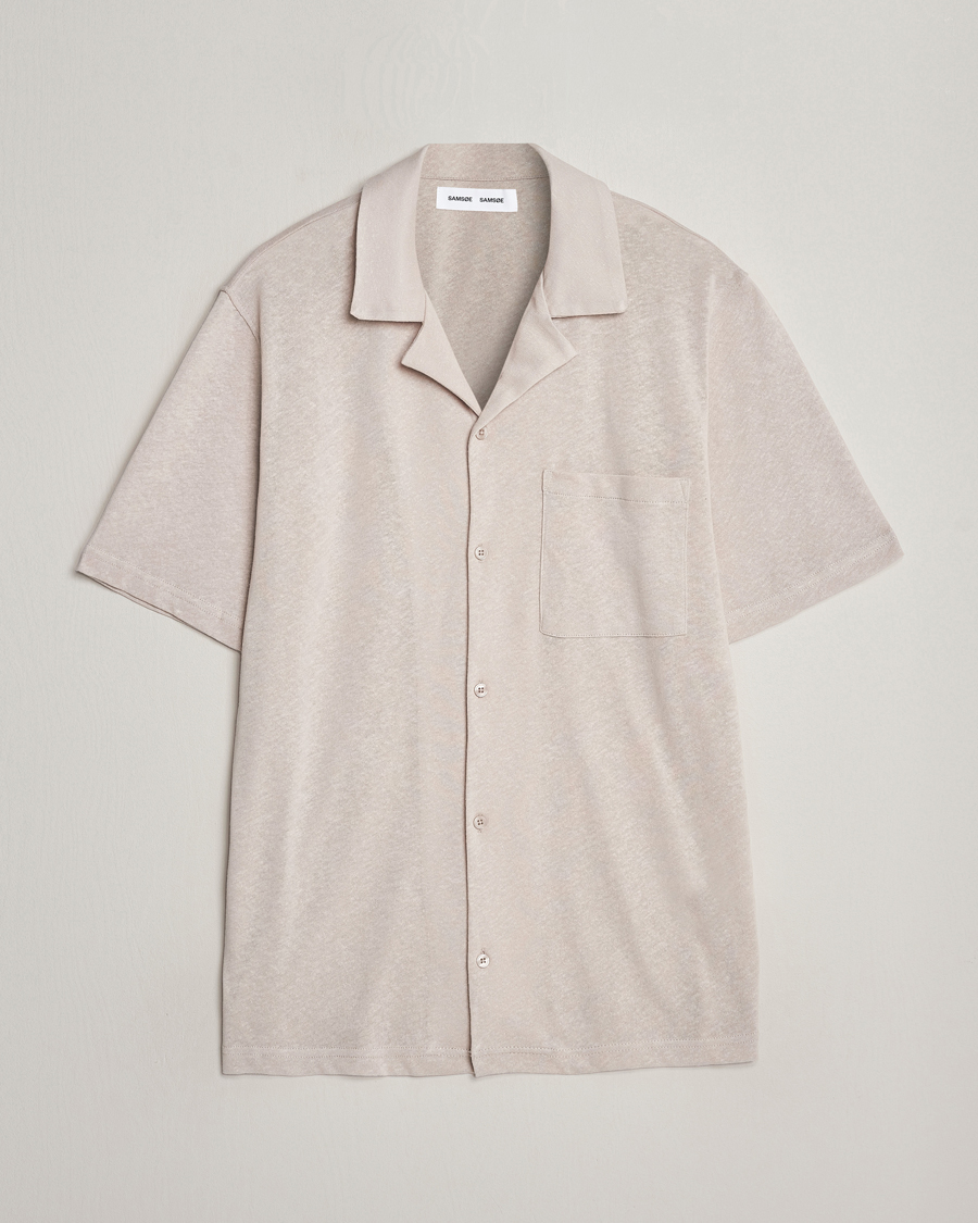 Herren | Hemden | Samsøe Samsøe | Samartin Cotton/Linen Short Sleeve Shirt Moonstruck