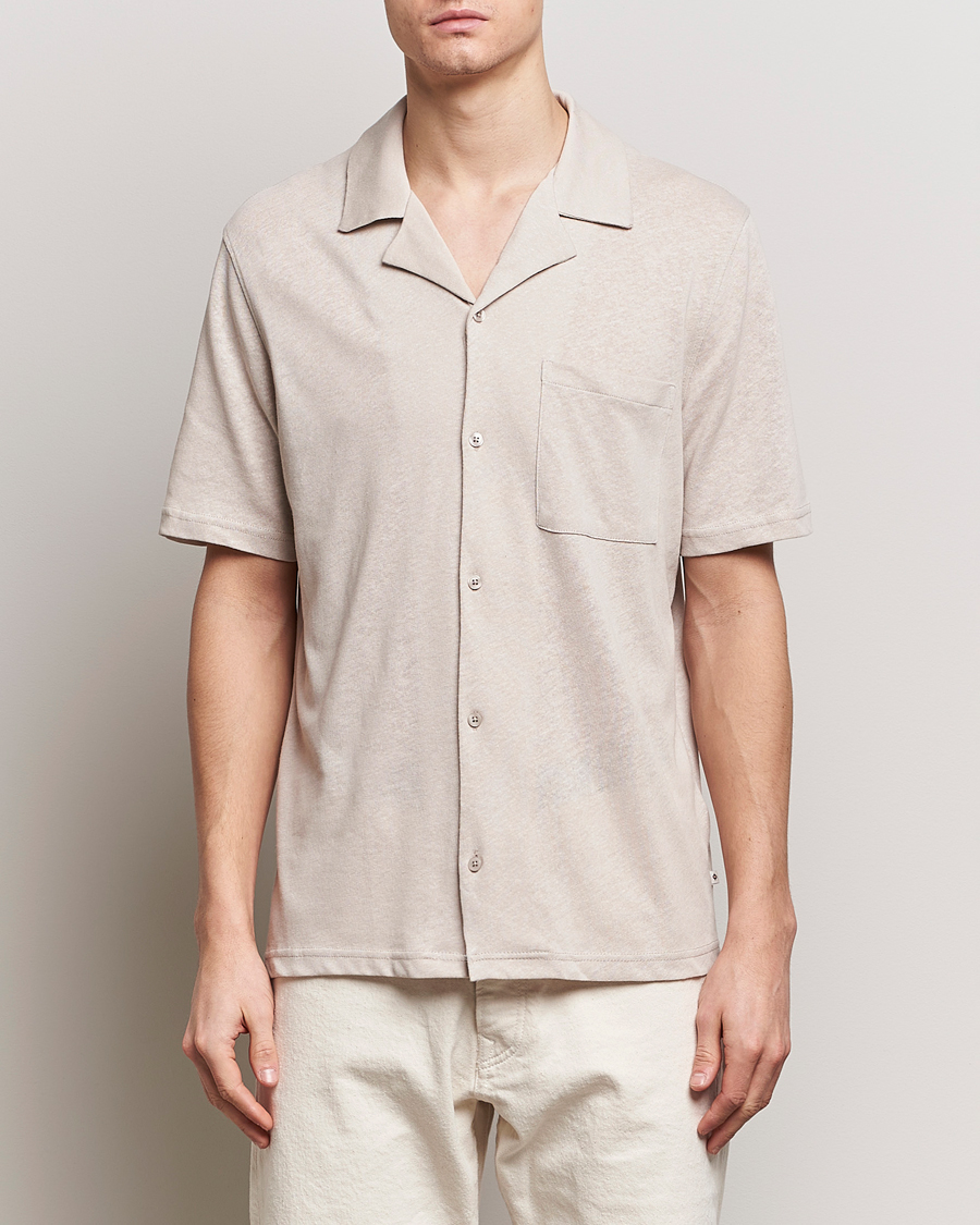Herren | Kurzarmhemden | Samsøe Samsøe | Samartin Cotton/Linen Short Sleeve Shirt Moonstruck