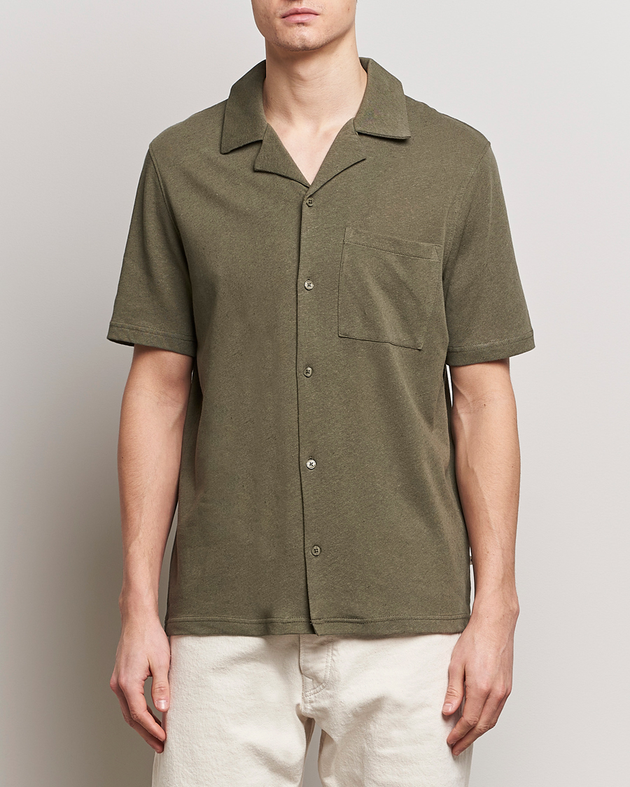 Herren | Samsøe Samsøe | Samsøe Samsøe | Samartin Cotton/Linen Short Sleeve Shirt Dusty Olive