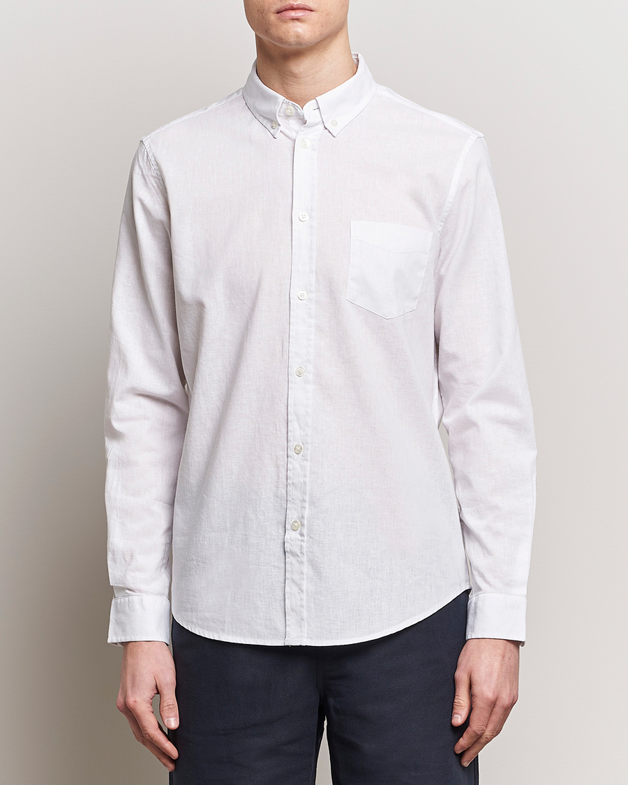 Herren | Leinenhemden | Samsøe Samsøe | Liam Linen/Cotton Shirt White
