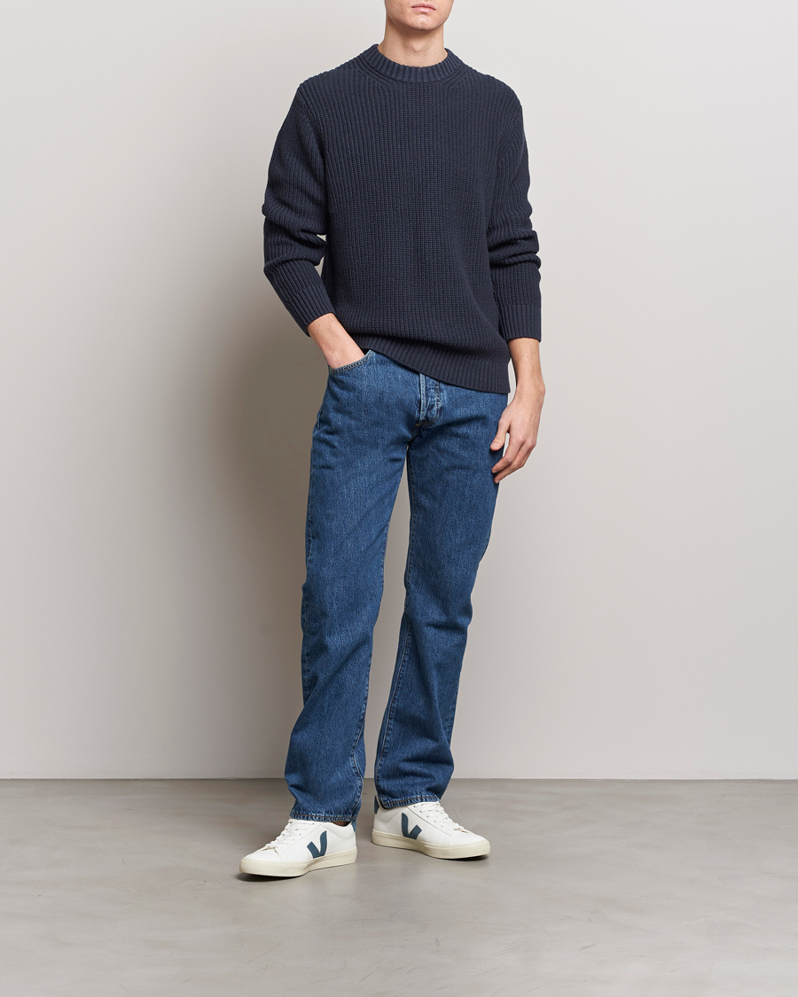Herren | Pullover | Samsøe Samsøe | Samarius Cotton/Linen Knitted Sweater Salute Navy