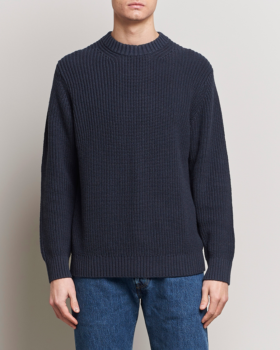 Herren | Strickpullover | Samsøe Samsøe | Samarius Cotton/Linen Knitted Sweater Salute Navy