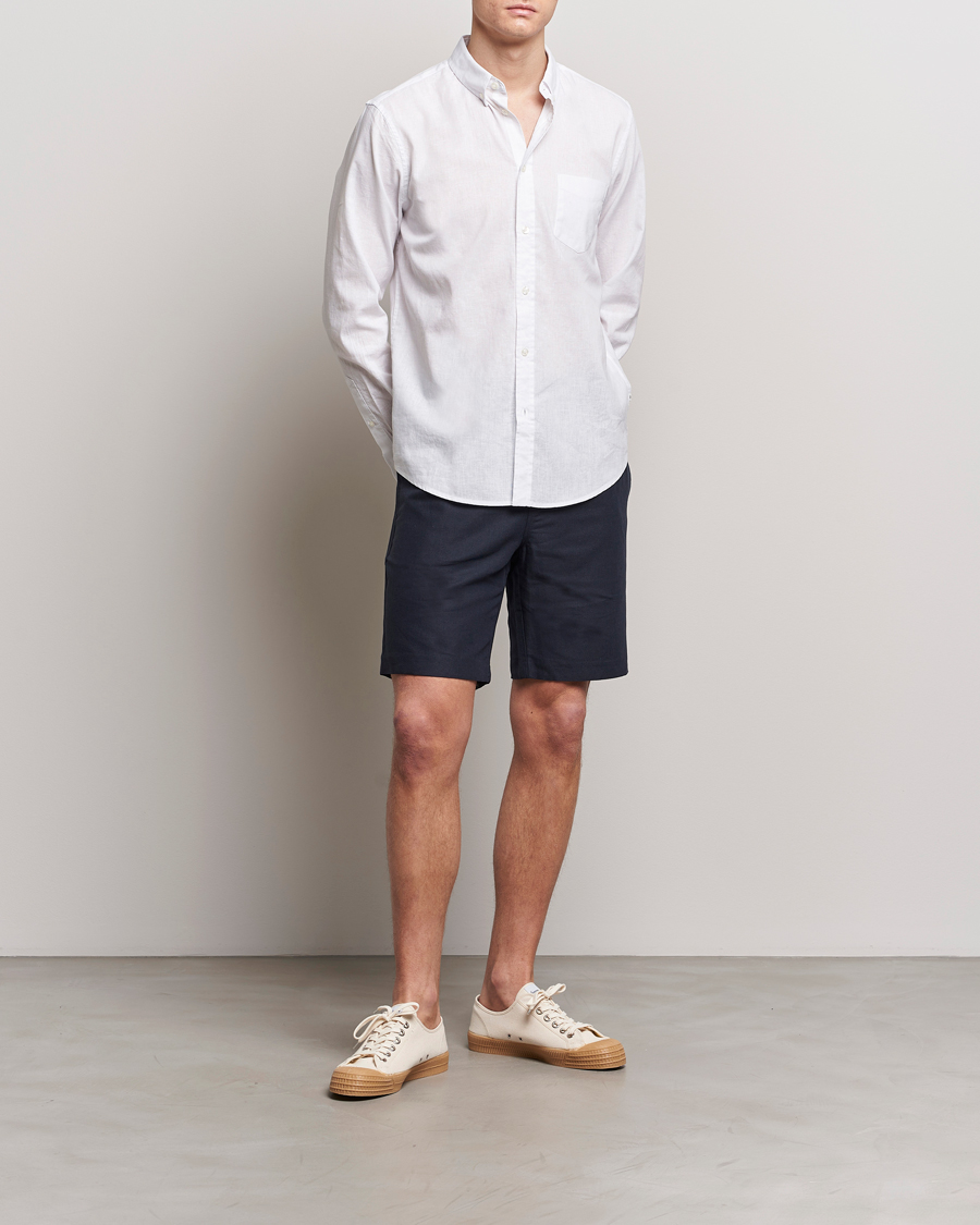 Herren | Shorts | Samsøe Samsøe | Smith Cotton/Linen Drawstring Shorts Salute Navy