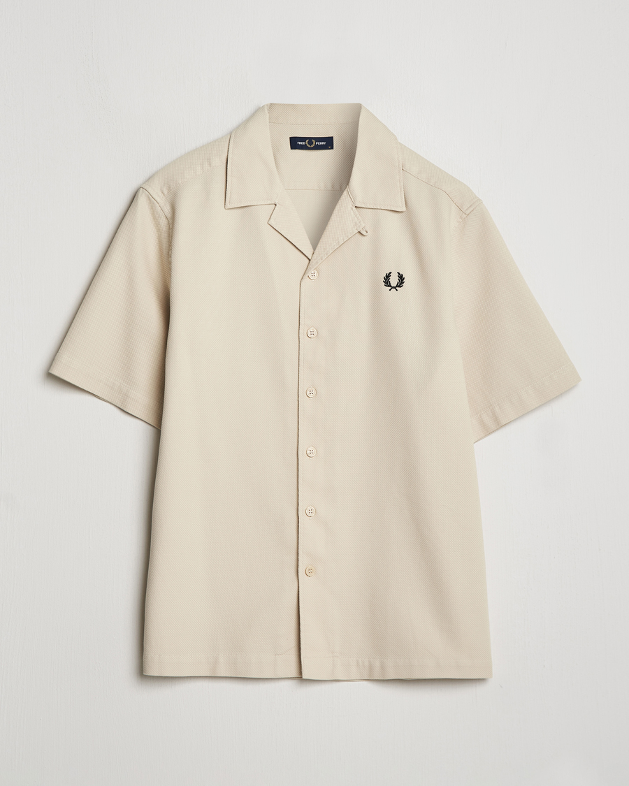 Herren | Hemden | Fred Perry | Pique Textured Short Sleeve Shirt Oatmeal