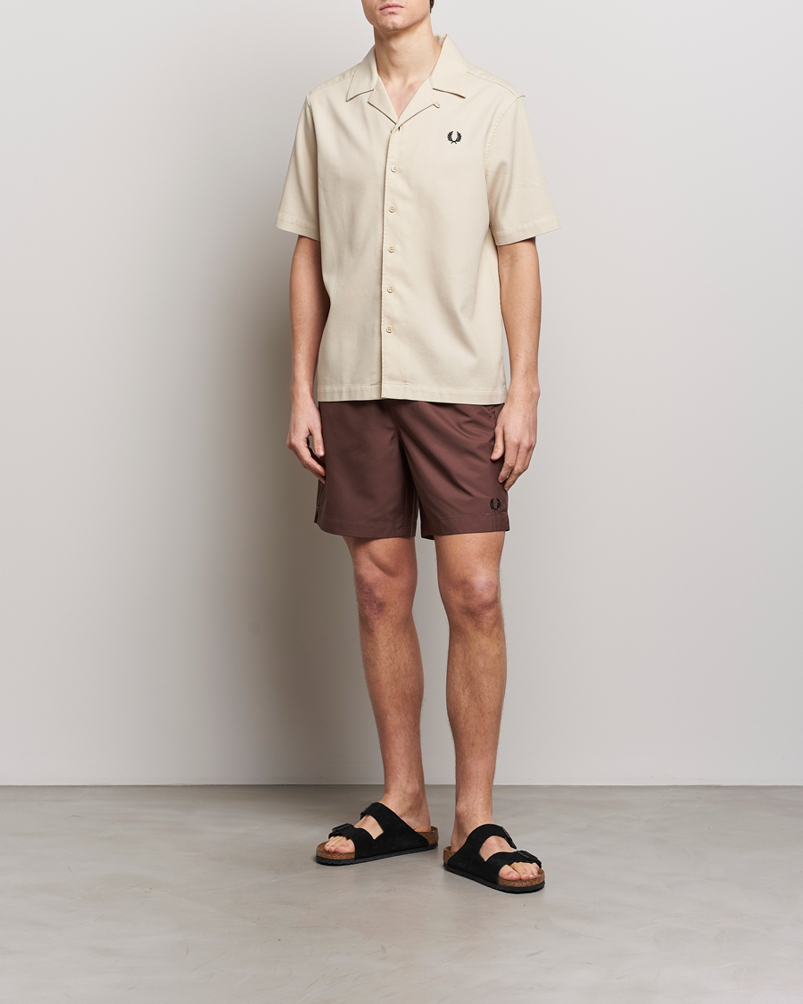 Herren | Hemden | Fred Perry | Pique Textured Short Sleeve Shirt Oatmeal