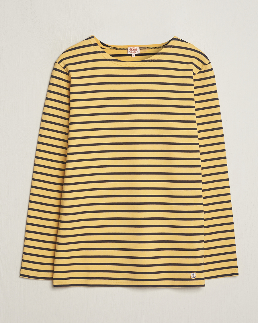 Herren | T-Shirts | Armor-lux | Houat Héritage Stripe Long Sleeve T-Shirt Yellow/Marine